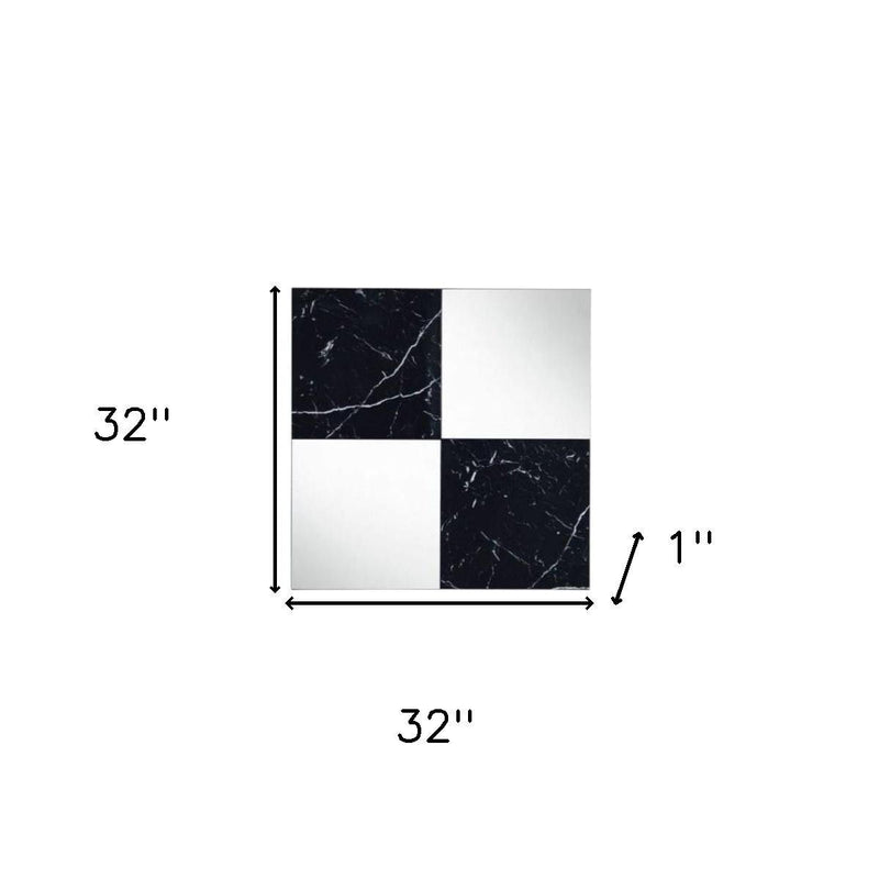 32" Square composite Framed Accent Mirror - Black / Gray
