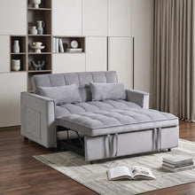 Load image into Gallery viewer, Sleeper Loveseat With Toss Pillows - Light Gray / Black
