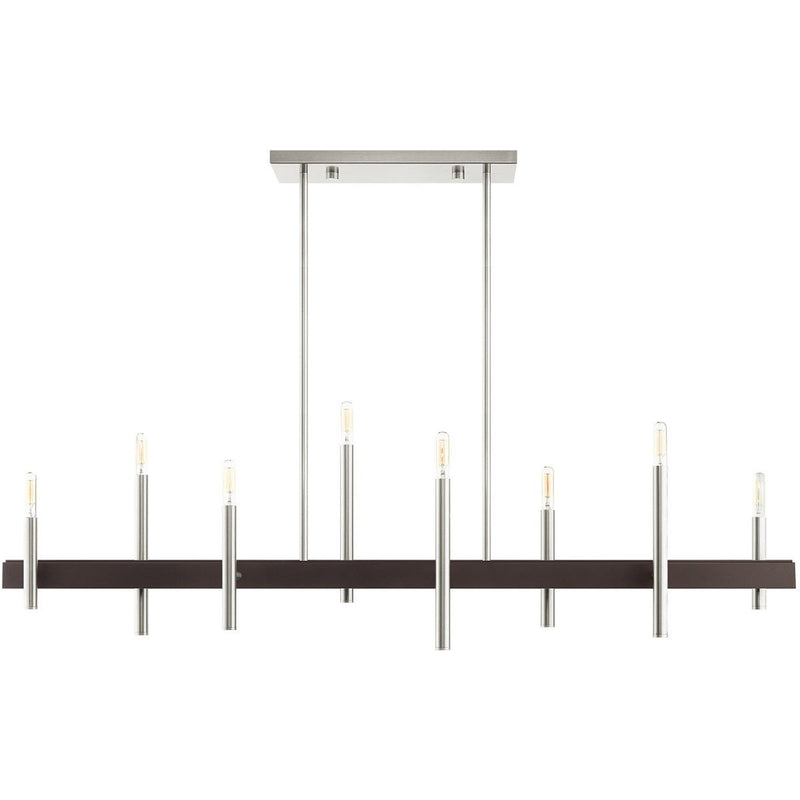 24" Eight Light Dimmable Chandelier With Shades - Nickel