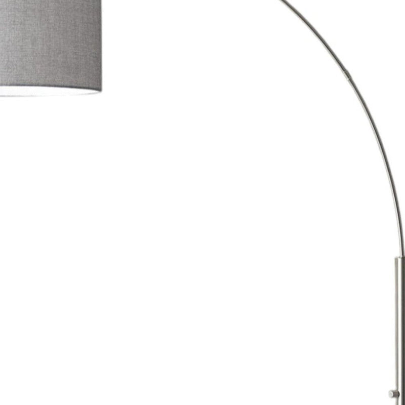 Reading Nook Floor Lamp Arc Arm Adjustable Gray Fabric Shade - Brushed Steel