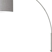 Load image into Gallery viewer, Reading Nook Floor Lamp Arc Arm Adjustable Gray Fabric Shade - Brushed Steel
