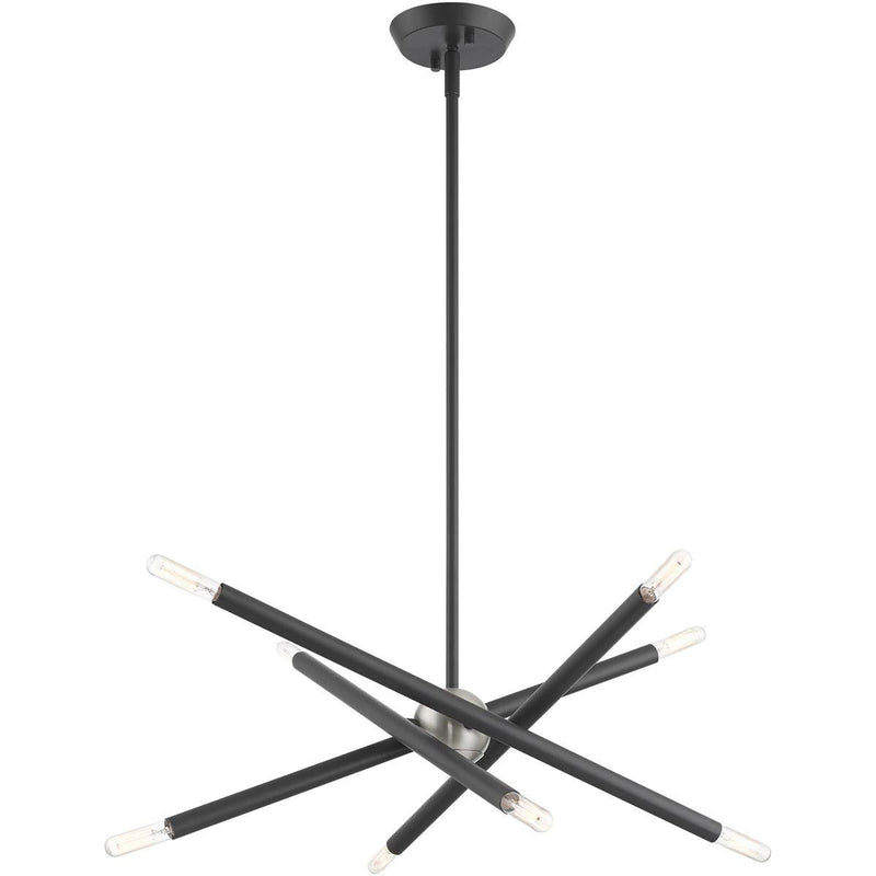 Eight Light Dimmable Chandelier With Shades - Gray