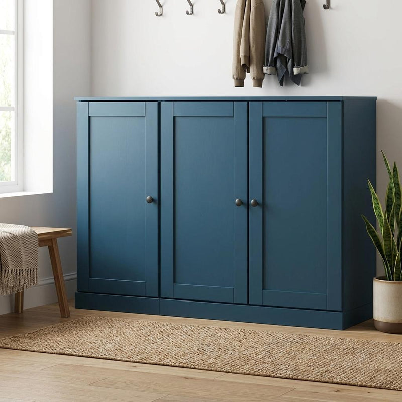 Solid Woodshoe Storage Cabinet (755979) - Teal Blue