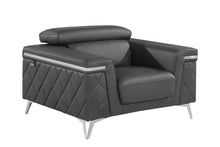 Load image into Gallery viewer, Metallic Top Grain Leather Club Chair - Gray And Silver
