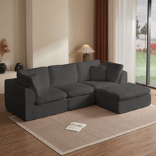 Load image into Gallery viewer, Cloud Sectional Couch, Convertible With Ottoman, 3 Seater Modular Design
