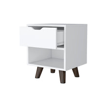 Load image into Gallery viewer, 15.7" x 14.6" x 18.9" One Drawer Faux Wood Nightstand - White
