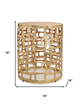 Load image into Gallery viewer, Modern Abstract Cut Out Round Drum End Table - Gold
