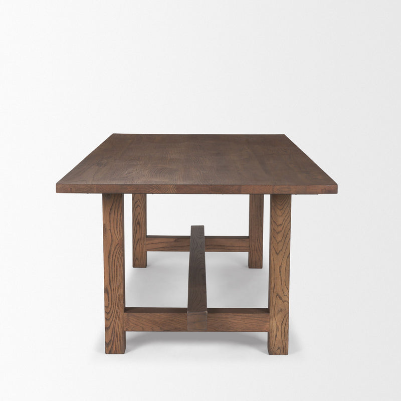 84" Solid Wood Trestle Base Dining Room Table - Brown