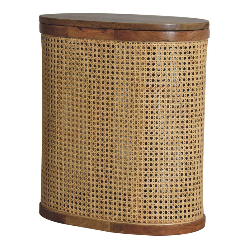 Solid Wood Round Storage Ottoman - Brown