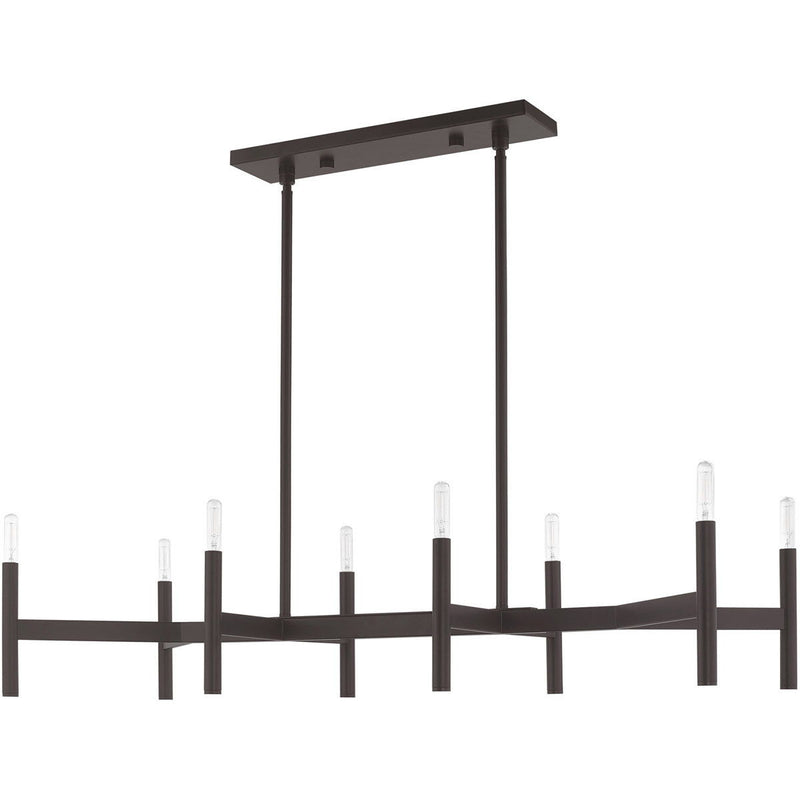 19" Eight Light Dimmable Chandelier With Shades - Bronze