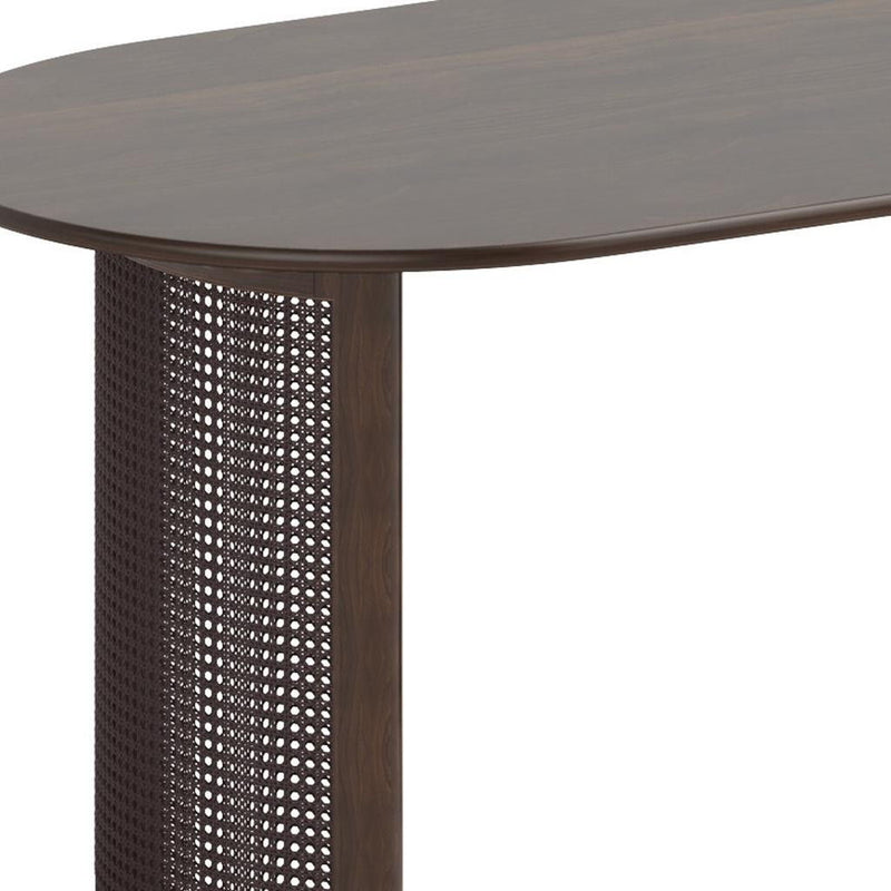 67" Wood Double Pedestal Base Oval Dining Table - Walnut