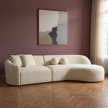 Load image into Gallery viewer, Boucle Modular Curved Two Piece Sofa Chaise Sectional With Toss Pillows - Ivory
