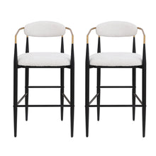Load image into Gallery viewer, Barstools (Set of 2), Counter Height Upholstered Bar Stools With Backs And Iron Legs For Kitchen Island - Beige
