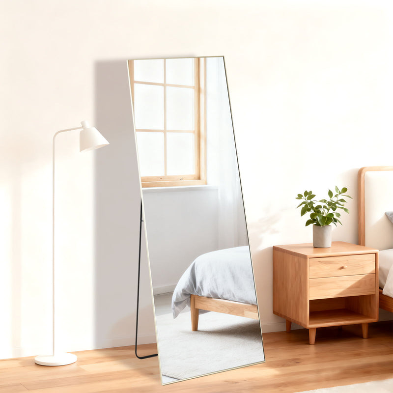 56" Aluminum Freestanding Framed Standing Mirror - Gold