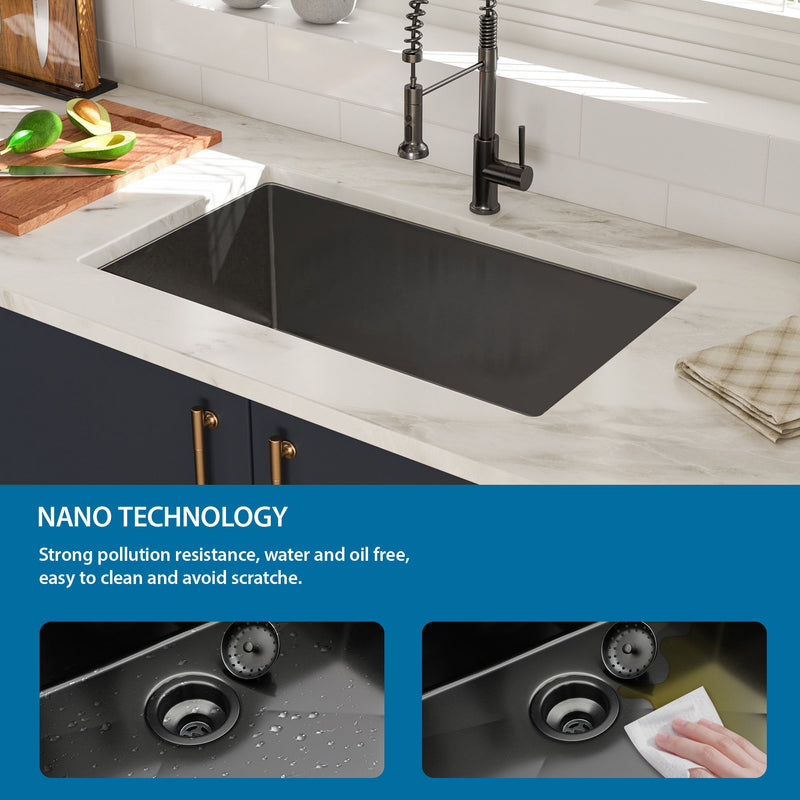 Undermount Kitchen Sink 16 Gauge Single Bowl Stainless Steel