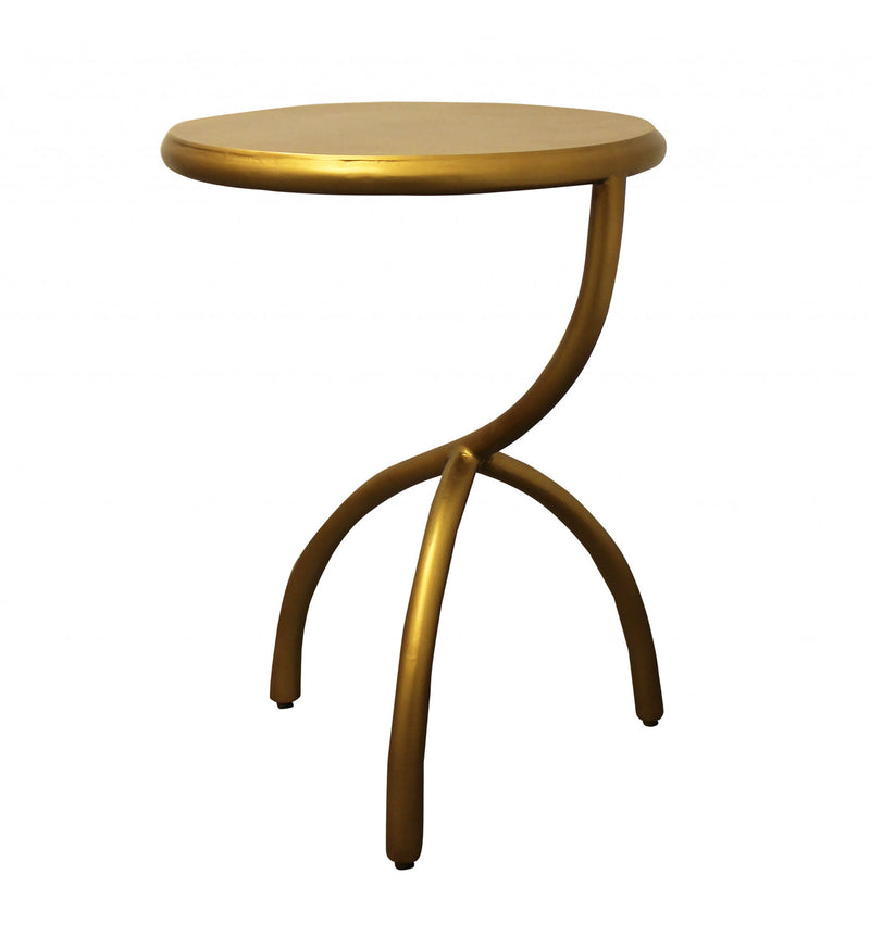 Iron Round End Table - Antique Brass