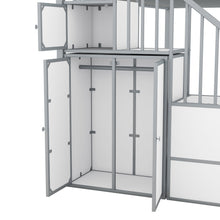 Load image into Gallery viewer, Metal Twin over Twin Castle-shaped Bunk Bed with Wardrobe and Multiple Storage, Gray+White
