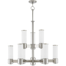 Load image into Gallery viewer, Nine Light Metal Dimmable Chandelier With Shades - Nickel / Opal
