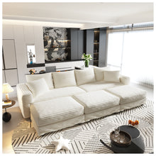 Load image into Gallery viewer, Deep Seat Convertible Sofa With Soft Pillows And Ottomans
