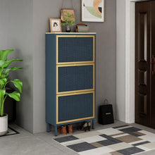Load image into Gallery viewer, Modern Rattan 3 Door Shoe Rack Cabinet For Entryway
