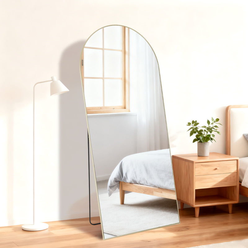 64" Aluminum Arch Framed Mirror - Gold