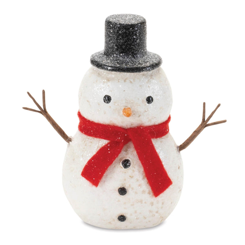 Fabric Christmas Snowman Figurine (Set of 6) - White / Red