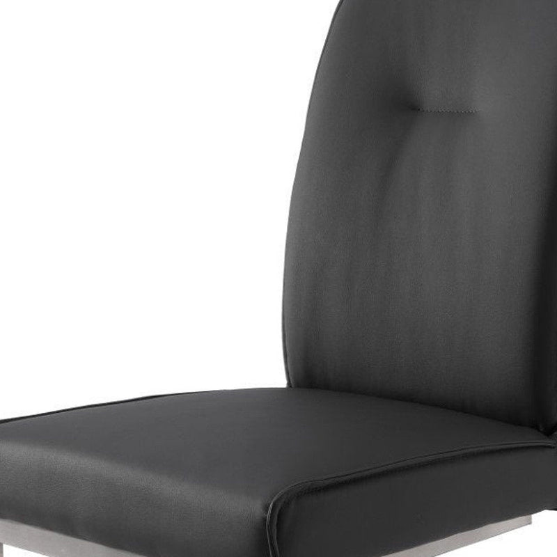 Dining Side Chairs Upholstered Faux Leather (Set of 2) - Gray / Silver
