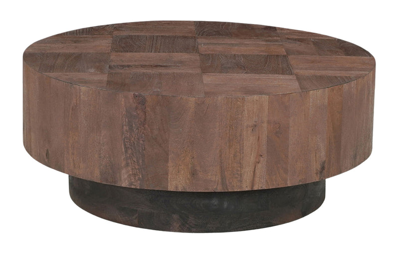 Solid Wood Round Pedestal Coffee Table - Brown