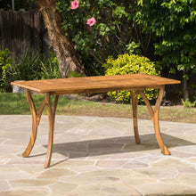 Load image into Gallery viewer, Outdoor Rectangular Table With Curved Legs And Perpendicular Wooden Slats Table Top
