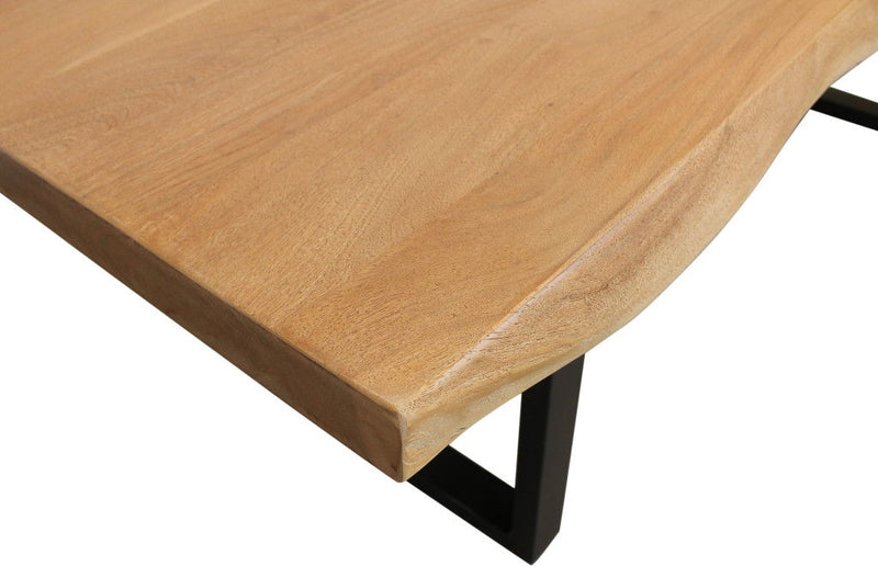 70" Solid Wood And Iron Live Edge Coffee Table - Natural And Black