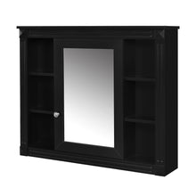 Load image into Gallery viewer, Wall-Mounted Bathroom Storage Cabinet With Mirror, 6 Open Shelves - Black

