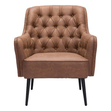 Load image into Gallery viewer, Faux Leather Tufted Arm Chair - Brown And Black
