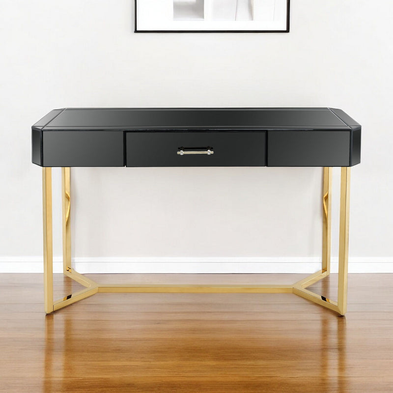 47" Mirrored Glass Console Table - Black
