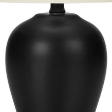 Load image into Gallery viewer, 17" Ceramic Round Table Lamp With Ivory Drum Shade - Black
