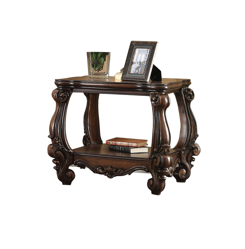Manufactured Wood Square End Table With Shelf - Cherry Oak