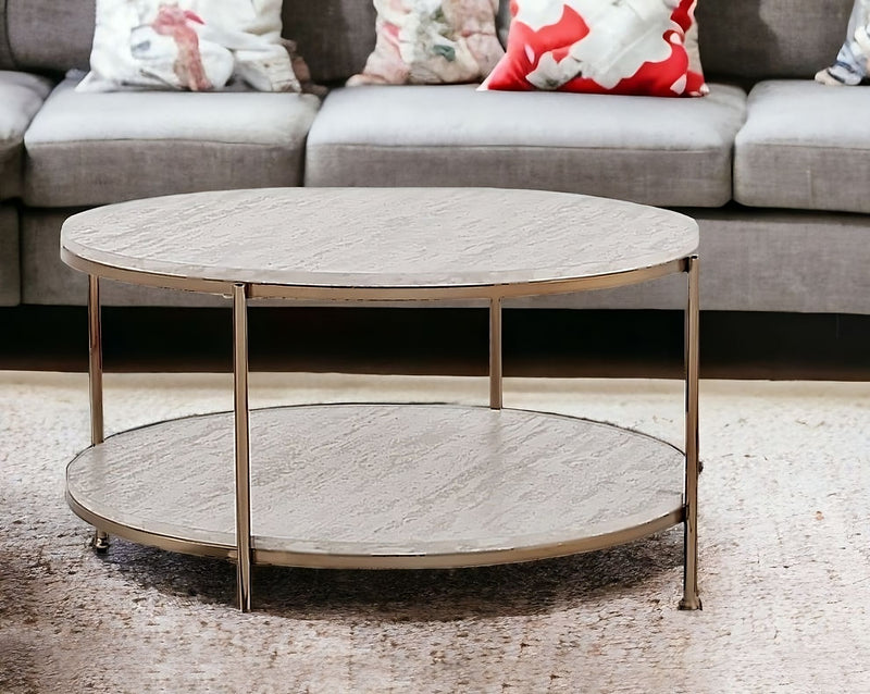 Solid Wood And Manufactured Wood And Metal Square Coffee Table - White