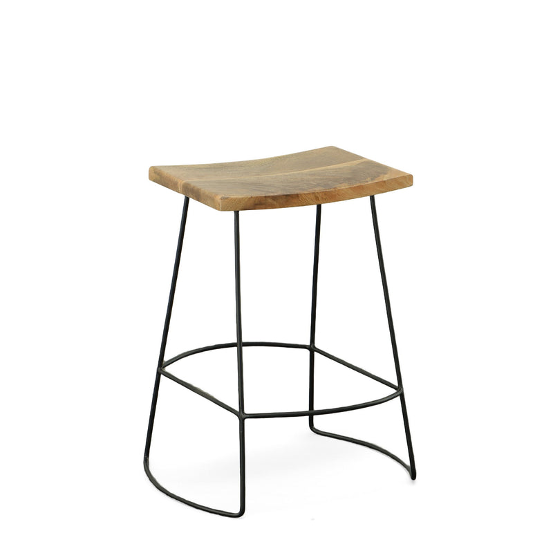 25" Steel Backless Counter Height Bar Chairs (Set of 2) - Natural And Black