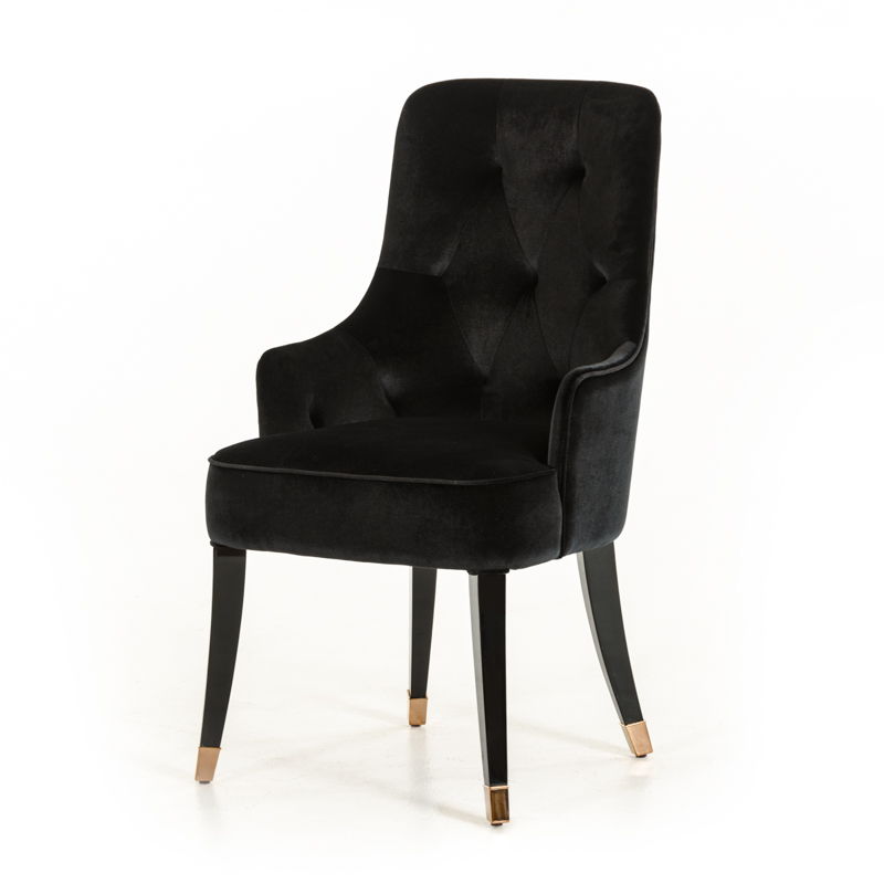 Velvet Wing Back Dining Arm Chair - Black