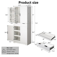 Load image into Gallery viewer, Fluted Kitchen Pantry Cabinet With 3 Keyboard Drawers &amp; 6 Adjustable Door Shelves

