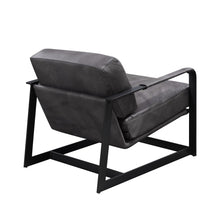 Load image into Gallery viewer, Black Top Grain Leather And Steel Solid Color Arm Chair - Gray
