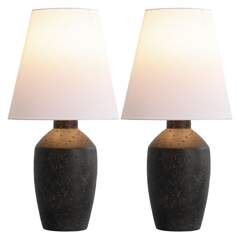 Urn Bedside Lamps With Empire Shades (Set of 2) - Black / White