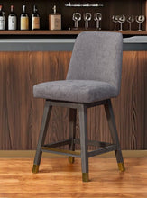 Load image into Gallery viewer, Upholstered And Solid Wood Swivel Counter Height Bar Chair - Taupe And Gray
