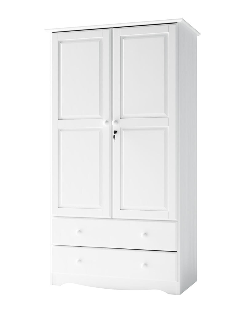 Solid Wood Two Door Two Drawer Combo Dresser - White