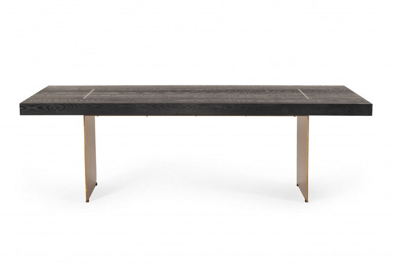 95" Metal Sled Base Dining Table - Dark Brown