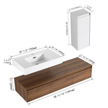 Load image into Gallery viewer, Modern Wall Mounted Bathroom Vanity With Resin Sink And Side Cabinet - Brown Ebony
