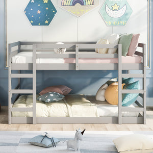 Full Over Full Bunk Bed with Ladder, Gray（OLD SKU：WF282788AAE）