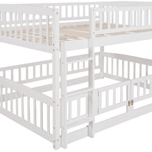 Load image into Gallery viewer, Bunk Bed with Slide,Full Over Full Low Bunk Bed with Fence and Ladder for Toddler Kids Teens White
