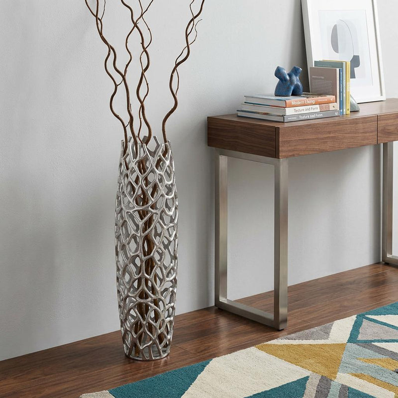 Twigs Cylinder Floor Vase (354634) - Silver
