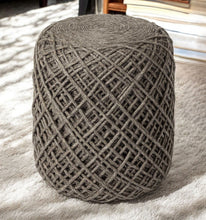 Load image into Gallery viewer, Wool Cylindrical Pouf With Diamond Pattern - Brown
