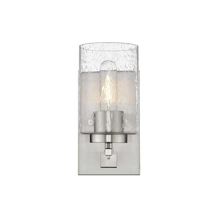 Metal And Textured Glass Wall Sconce - Silver